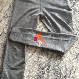 Nike Kids Heather Gray Leggings with Orange Swoosh